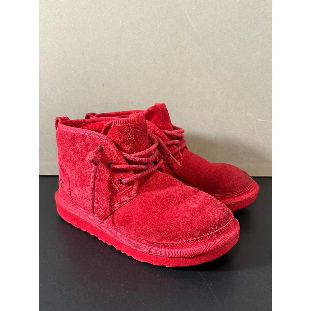 UGG Neumel Red Suede Lace Up Chukka Boots Mens Womens‎ Unisex
